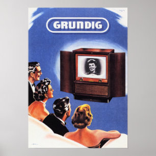 GRUNDIG TV Vintage deutsche Einheit Ad Poster
