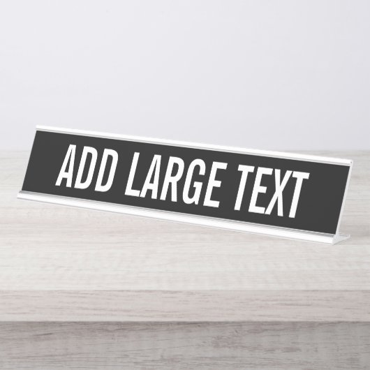 Grundlegend Schwarz-weiß mit Großnamen oder Text Schreibtischnamensplakette (Vorderseite )