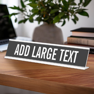 Grundlegend Schwarz-weiß mit Großnamen oder Text Schreibtischnamensplakette