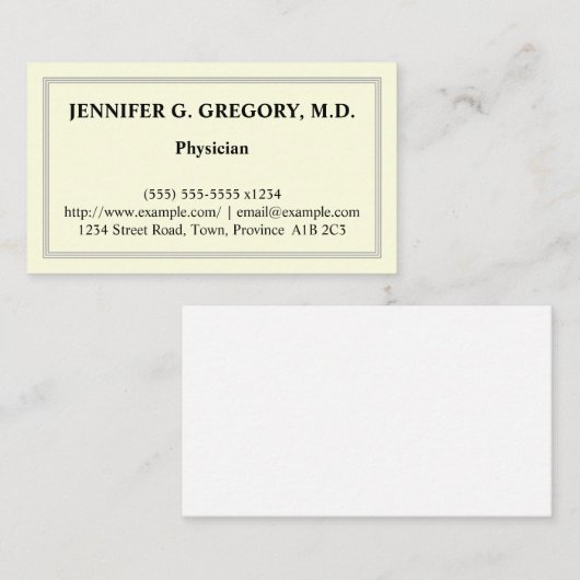 Grundlegende Arzt-Visitenkarte Visitenkarte (Vorne/Hinten)