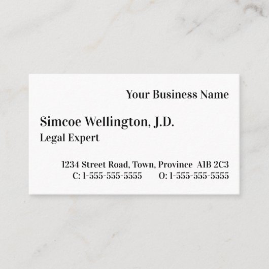 Grundlegende, Berufliche Anwaltskarte Visitenkarte (Vorderseite)