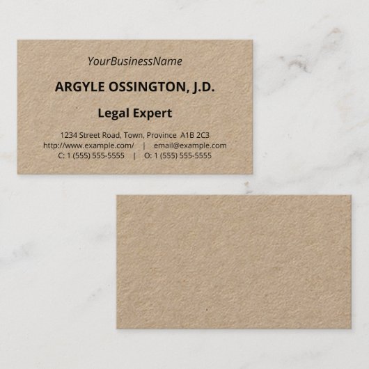 Grundlegende, Berufliche Anwaltskarte Visitenkarte (Vorne/Hinten)