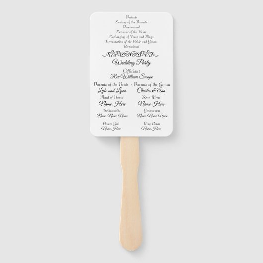 Grundlegende Blank-Hochzeitsprogramme Fächer (Rückseite)