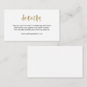 Grundlegende elegante Wedding Details des Begleitkarte (Vorne/Hinten)