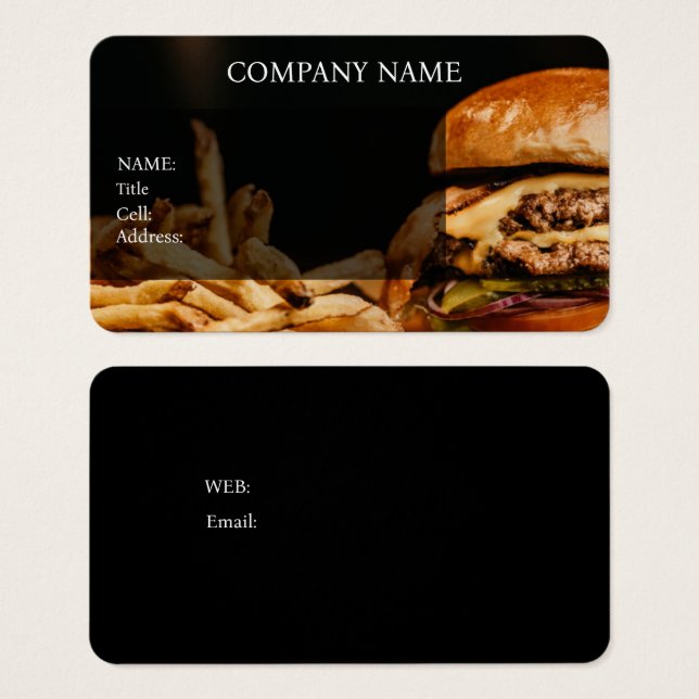 GRUNDLEGENDE GESCHÄFTSKARTENVORLAGE HAMBURGER (Vorne & Hinten)