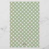 Grundlegende Gingham-Sagegrün-Rand Briefpapier (Rückseite)