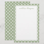 Grundlegende Gingham-Sagegrün-Rand Briefpapier (Vorne/Hinten)