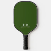 Grundlegende grüne Monogrammnamen + Initialen Pickleball Schläger (Vorderseite)