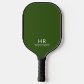 Grundlegende grüne Monogrammnamen + Initialen Pickleball Schläger (Rückseite)