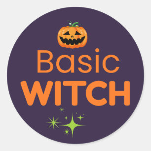 Grundlegende Hexe Lustiges Halloween-Design Runder Aufkleber