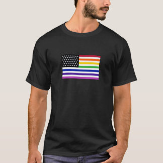 Grundlegende Homosexuelles US-Flaggen-Ernte T-Shirt