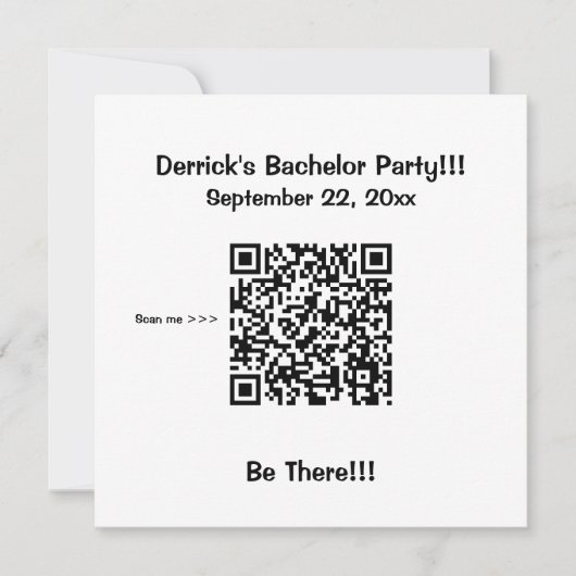 Grundlegende Junggesellenabschied-Einladung mit QR Einladung (Vorderseite)