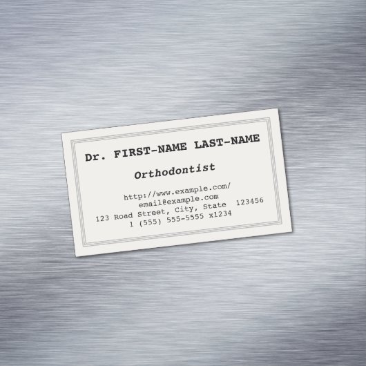 Grundlegende Kieferorthopädie-Visitenkarte Magnetische Visitenkarte (Beispiel)