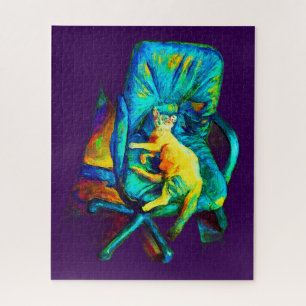 GRUNDLEGENDE KUNST EINER KATZFARBE PUZZLE