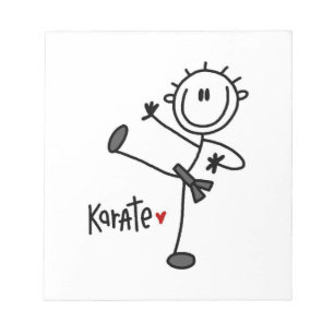 Grundlegende männliche Stickfigur Karate T-Shirts  Notizblock