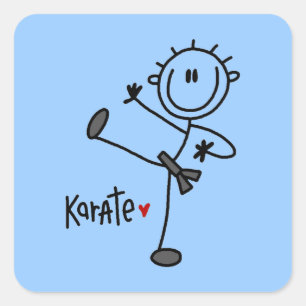 Grundlegende männliche Stickfigur Karate T-Shirts Quadratischer Aufkleber