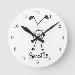 Grundlegende männliche Stickfigur-Turn-T-Shirts un Runde Wanduhr