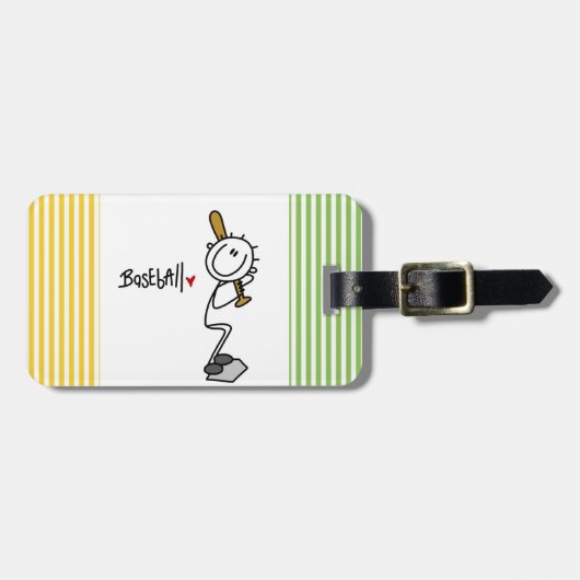 Grundlegende männliche Strichmännchen-Baseball-T - Gepäckanhänger (Vorderseite horizontal)