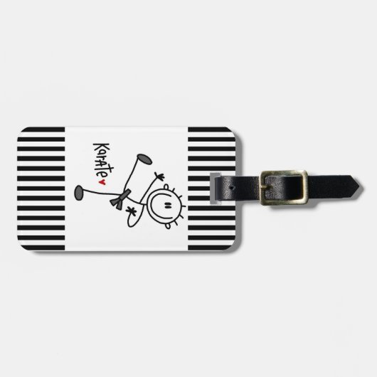 Grundlegende männliche Strichmännchen-Karate-T - Gepäckanhänger (Vorderseite horizontal)