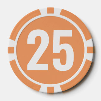 Grundlegende Orange Weiße Fette Zahl Pokerchips