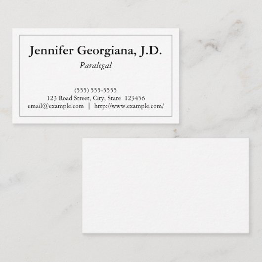Grundlegende Rechtsassistent-Visitenkarte Visitenkarte (Vorne/Hinten)