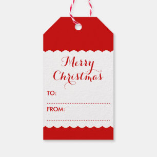 Grundlegende rote und weiße Schneeflocke Geschenkanhänger