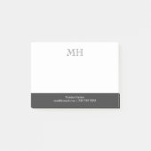 Grundlegende saubere Initialen Weiß Grau Post-it Klebezettel (Vorderseite)