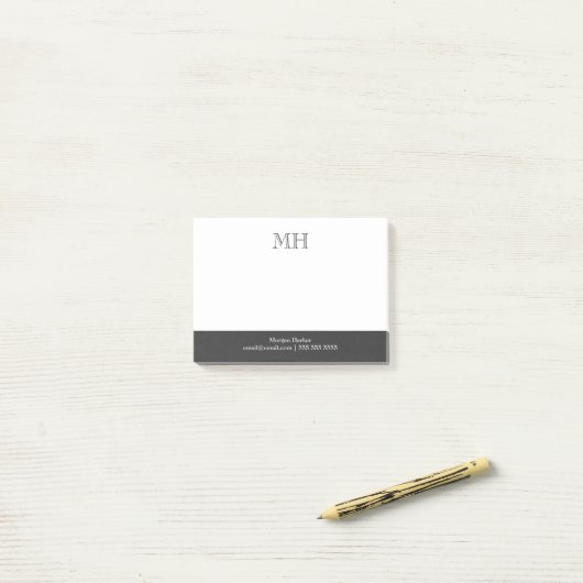 Grundlegende saubere Initialen Weiß Grau Post-it Klebezettel (Auf Schreibtisch)