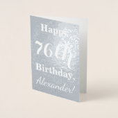 Grundlegende Silver Foil "HAPPY 76. GEBURTSTAG" +  Folienkarte (Vorderseite)