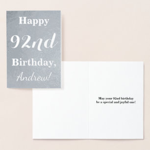 Grundlegende Silver Foil "HAPPY 92. BIRTHDAY" + Na Folienkarte