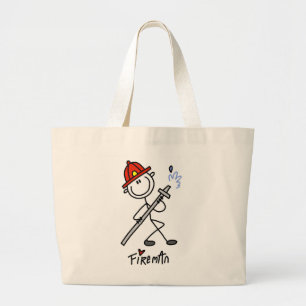 Grundlegende Stäbchenfigur Feuerwehrmann T-Shirts Jumbo Stoffbeutel