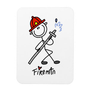 Grundlegende Stäbchenfigur Feuerwehrmann T-Shirts  Magnet