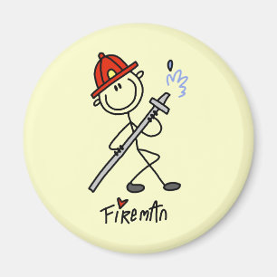Grundlegende Stäbchenfigur Feuerwehrmann T-Shirts  Magnet
