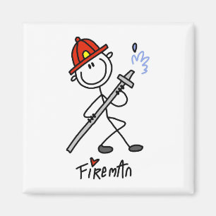 Grundlegende Stäbchenfigur Feuerwehrmann T-Shirts  Magnet