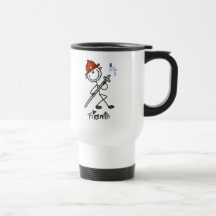 Grundlegende Stäbchenfigur Feuerwehrmann T-Shirts Reisebecher