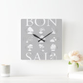 Grundlegende Stile von Bonsai Tree Quadratische Wanduhr (Zuhause)