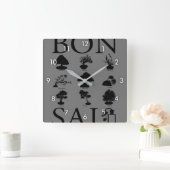 Grundlegende Stile von Bonsai Tree Quadratische Wanduhr (Zuhause)