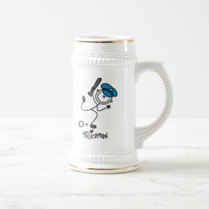 Grundlegende Stockfigur Polizeibeamter Bierglas
