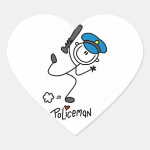Grundlegende Stockfigur Polizeibeamter Herz-Aufkleber