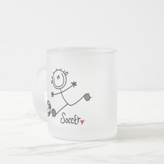 Grundlegende Strichmännchen-Fußball-T - Shirts und Mattglastasse (Vorderseite Links)