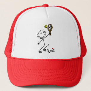 Grundlegende Strichmännchen-Tennis-T-Shirts und Truckerkappe
