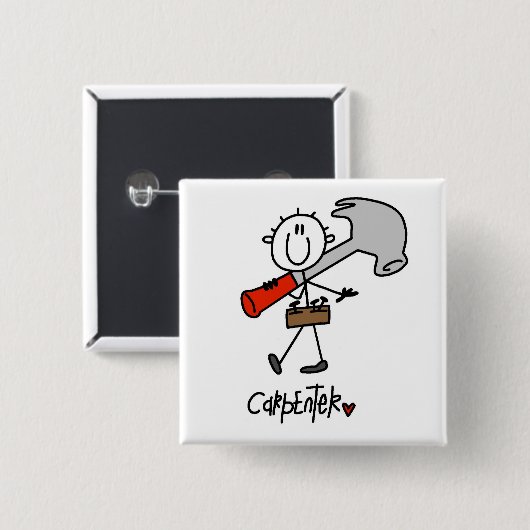 Grundlegende Strichmännchen-Tischler-T-Shirts und Button (Vorne & Hinten)