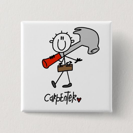 Grundlegende Strichmännchen-Tischler-T-Shirts und Button (Vorderseite)