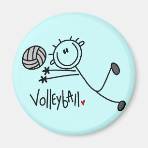 Grundlegende Strichmännchen-Volleyball-T-Shirts un Magnet
