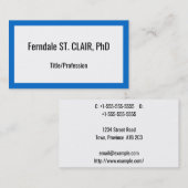 Grundlegende und Berufliche Visitenkarte (Vorne/Hinten)