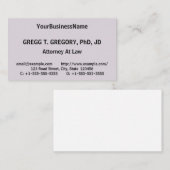 Grundlegende und bescheidene juristische Beruflich Visitenkarte (Vorne/Hinten)