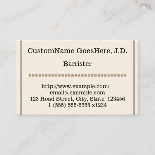 Grundlegende und konservative Barrister-Visitenkar Visitenkarte (Vorderseite)