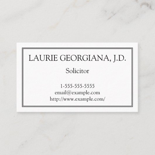 Grundlegende und Minimalistische Anwaltskarte Visitenkarte (Vorderseite)