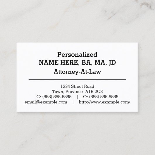 Grundlegende Visitenkarte (Vorderseite)