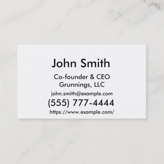 Grundlegende Visitenkarte (Rückseite)